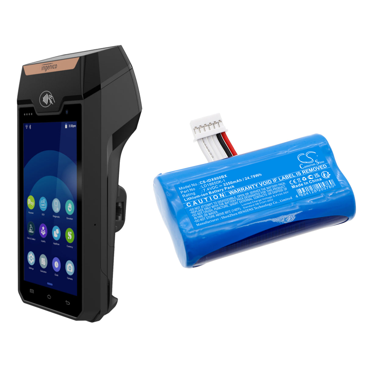 Replacement Battery for Ingenico | Landi AXIUM DX4000 – Payment Terminal – 3350mAh / 7.4V