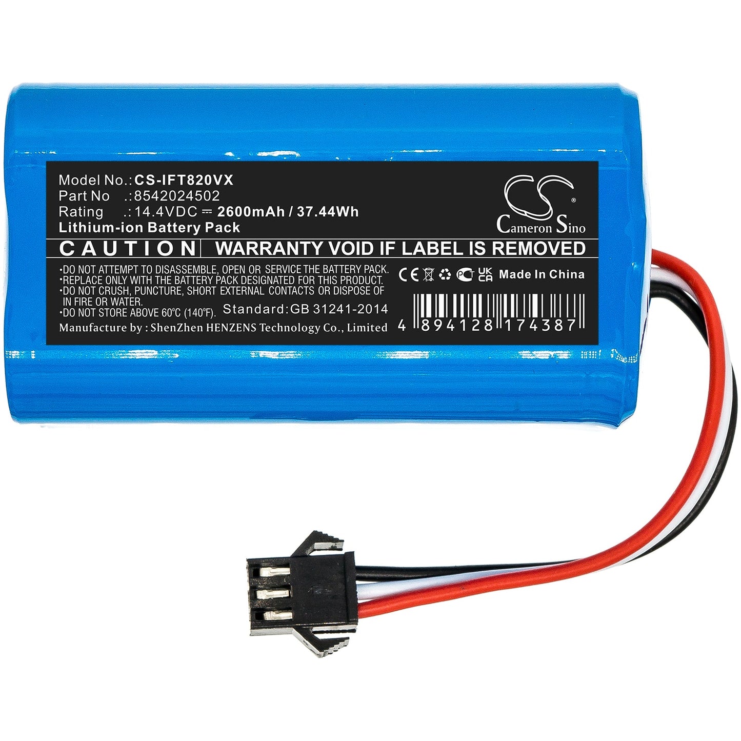 Replacement Battery for Infinuvo  Hovo 700 – Vacuum – 2600mAh / 37.44Wh / 14.4V