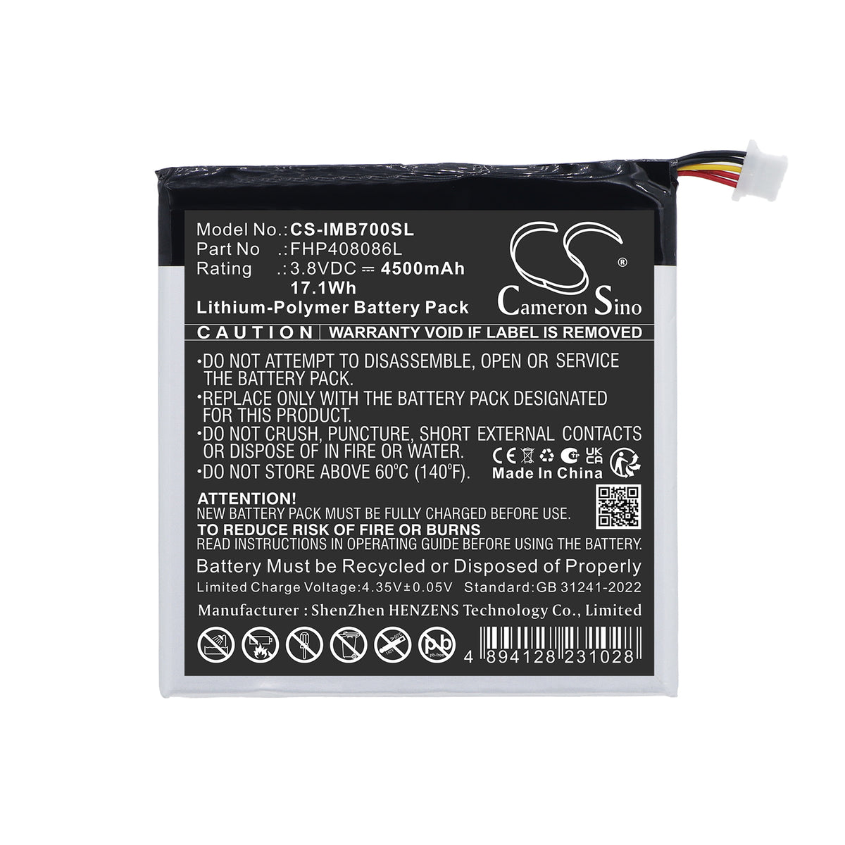 Replacement Battery for Ingenico M70 – Payment Terminal – 4500mAh / 3.8V