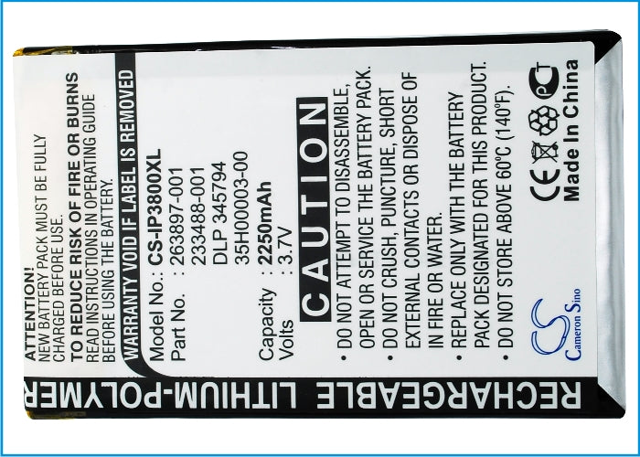 Replacement Battery for HP | Ecom iPAQ H3800 – PDA, Pocket PC – 2250mAh / 3.7V