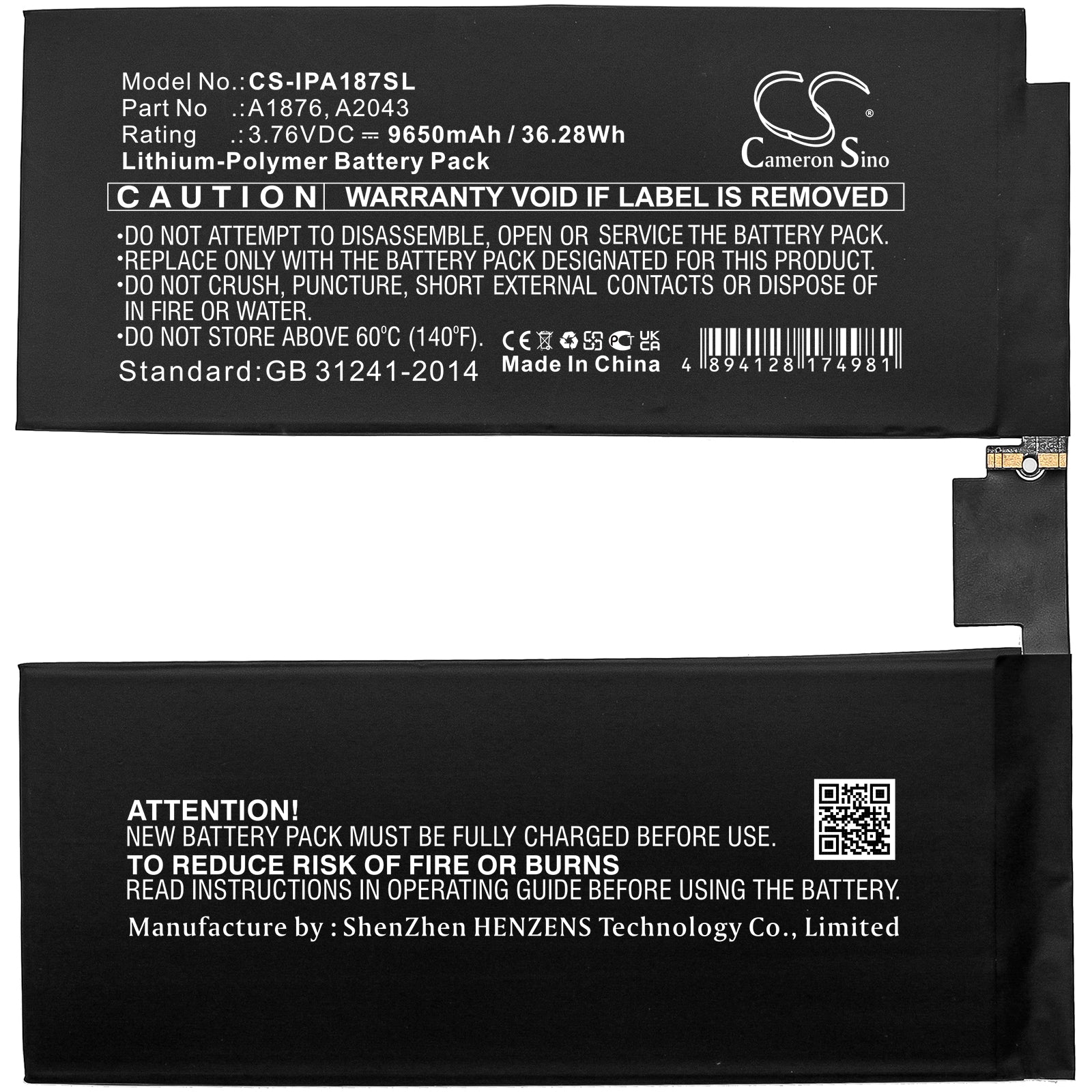 Replacement Battery for Apple iPad Pro 12.9 3rd – Tablet – 9650mAh / 3.76V - image 3