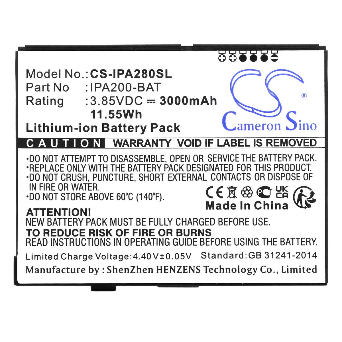 Replacement Battery for Ingenico iPA200 – Payment Terminal – 3000mAh / 3.85V