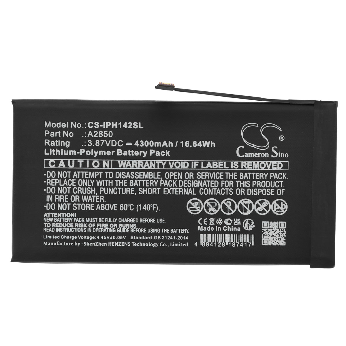 Replacement Battery for Apple iPhone 14 Plus – Mobile, SmartPhone – 4300mAh / 3.87V