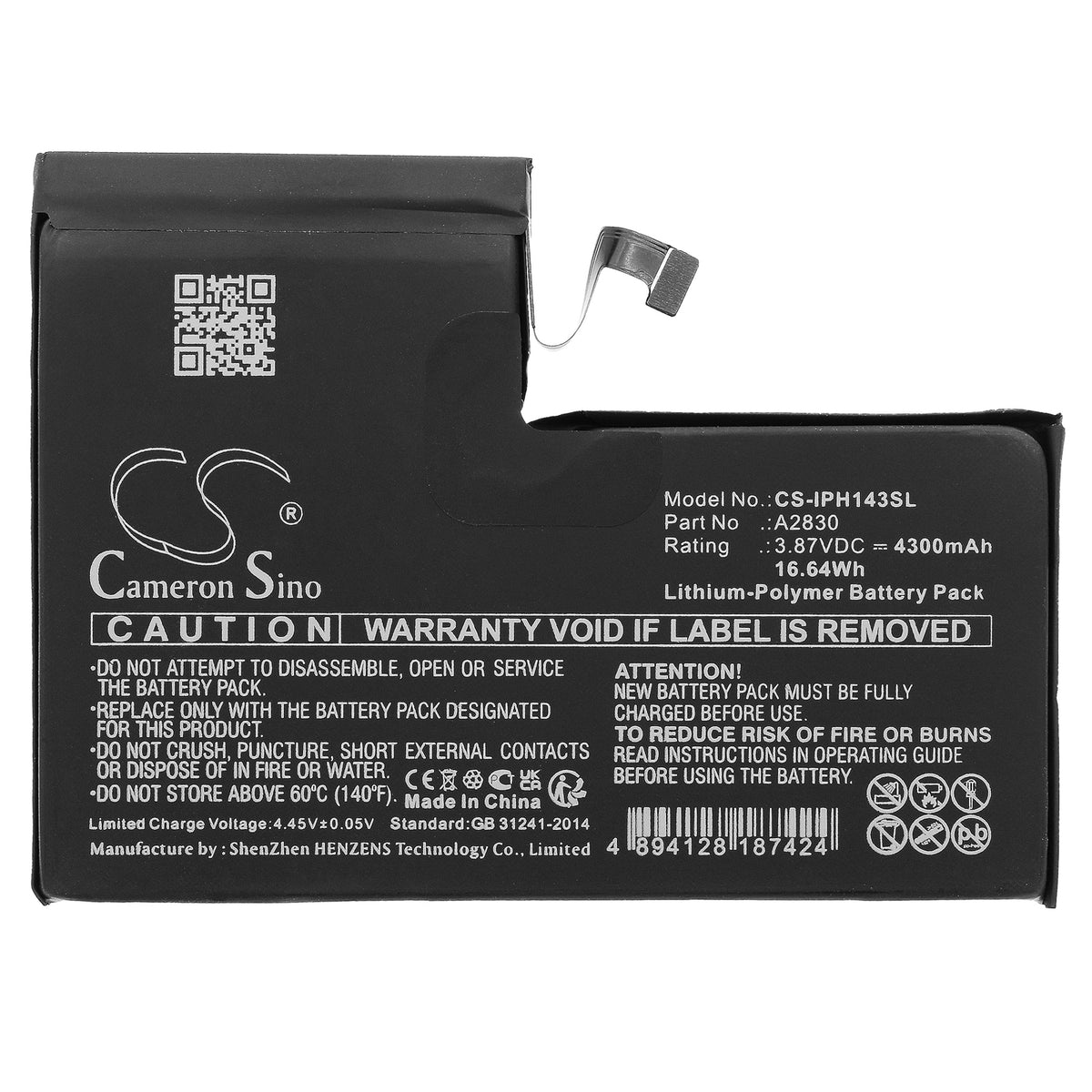 Replacement Battery for Apple iPhone 14 Pro Max – Mobile, SmartPhone – 4300mAh / 3.87V
