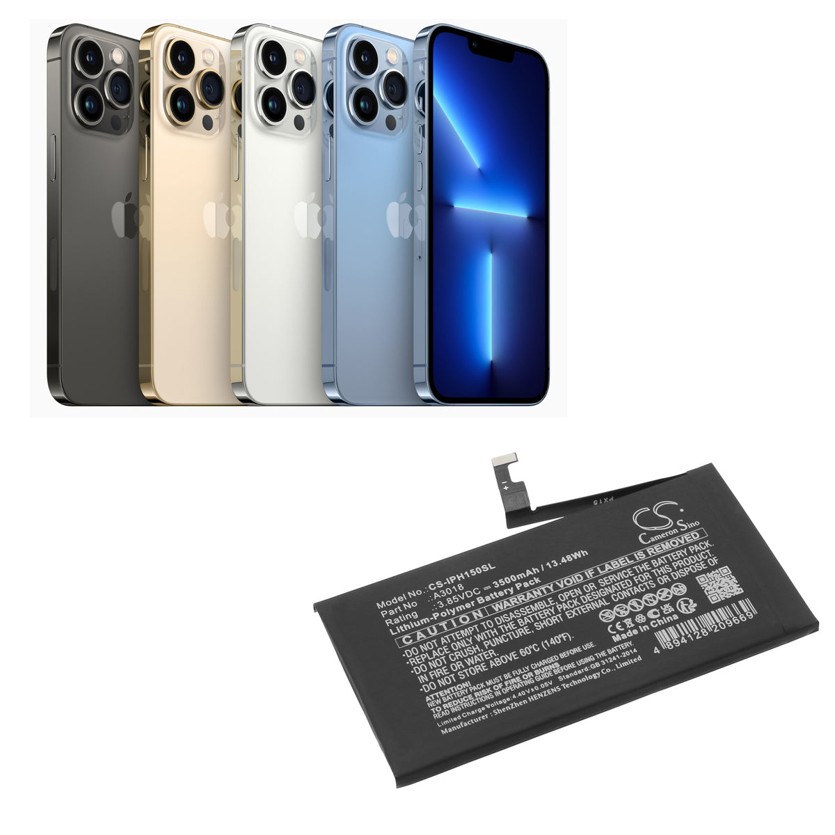 Replacement Battery for Apple iPhone 15 – Mobile, SmartPhone – 3500mAh / 3.85V