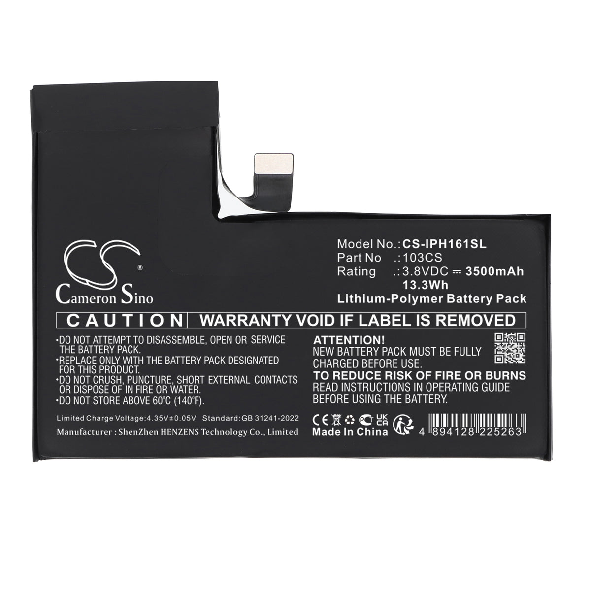 Replacement Battery for Apple A3083 – Mobile, SmartPhone – 3500mAh / 3.8V