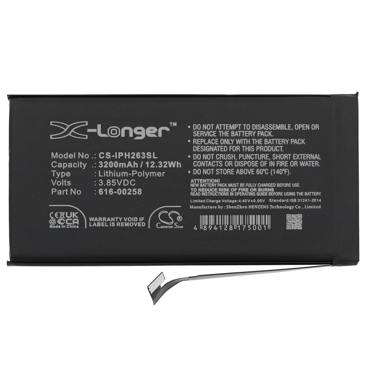Replacement Battery for Apple iPhone 13 – Mobile, SmartPhone – 3200mAh / 3.85V