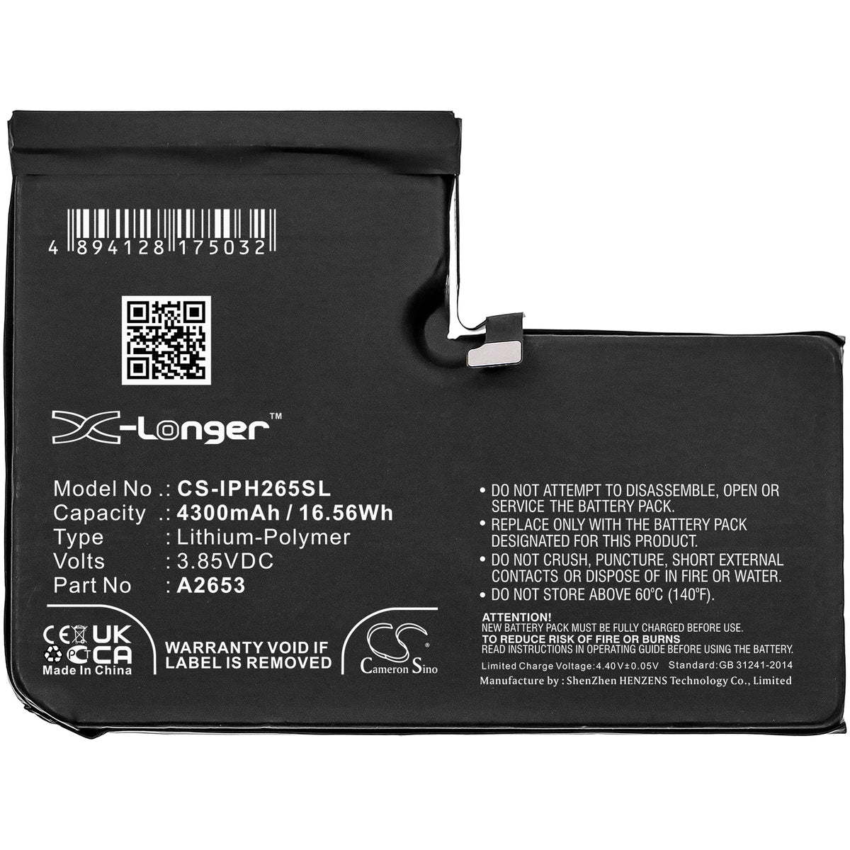 Replacement Battery for Apple iPhone 13 Pro Max – Mobile, SmartPhone – 4300mAh / 3.85V