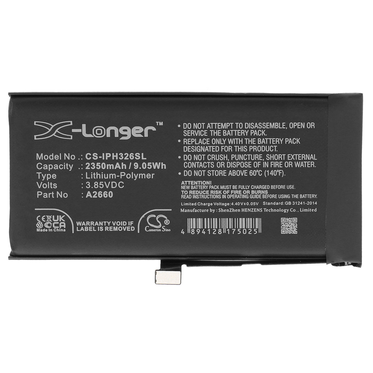 Replacement Battery for Apple iPhone 13 Mini – Mobile, SmartPhone – 2350mAh / 3.85V