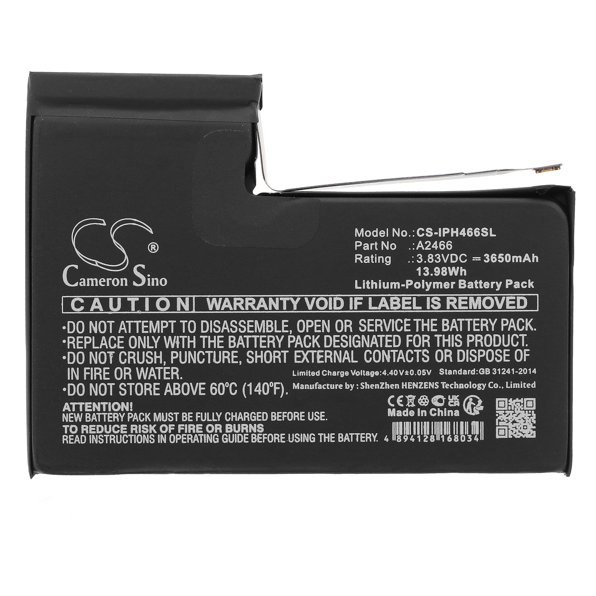 Replacement Battery for Apple iPhone 12 Pro Max – Mobile, SmartPhone – 3650mAh / 3.83V