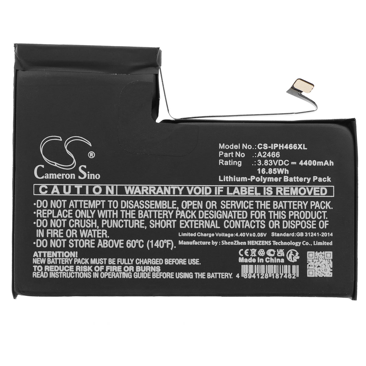 Replacement Battery for Apple iPhone 12 Pro Max – Mobile, SmartPhone – 4400mAh / 3.83V