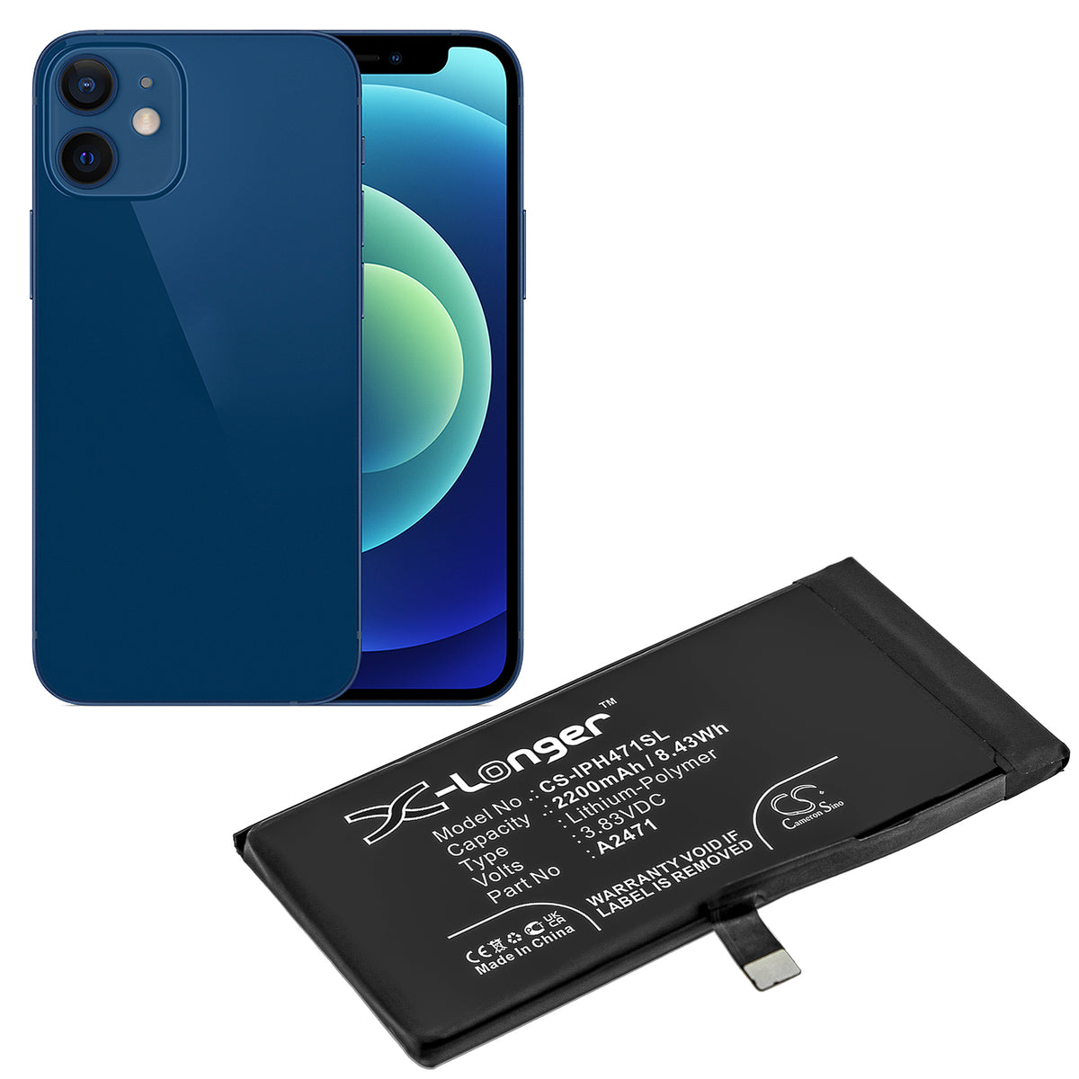 Replacement Battery for Apple iPhone 12 Mini – Mobile, SmartPhone – 2200mAh / 3.83V