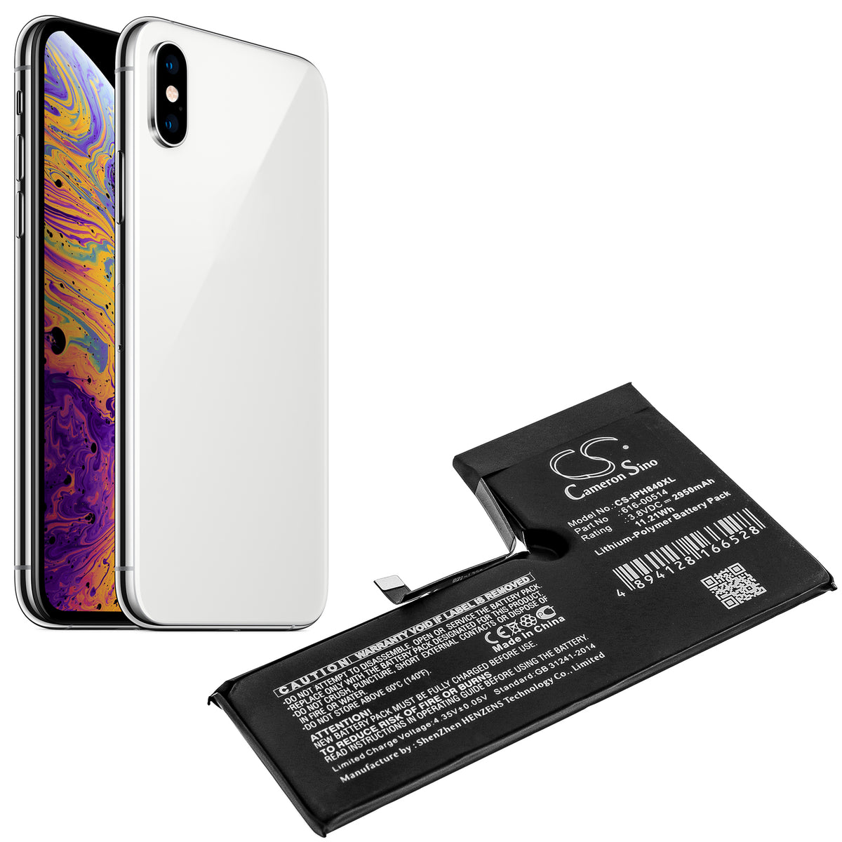 Replacement Battery for Apple iPhone Xs – Mobile, SmartPhone – 2950mAh / 3.8V