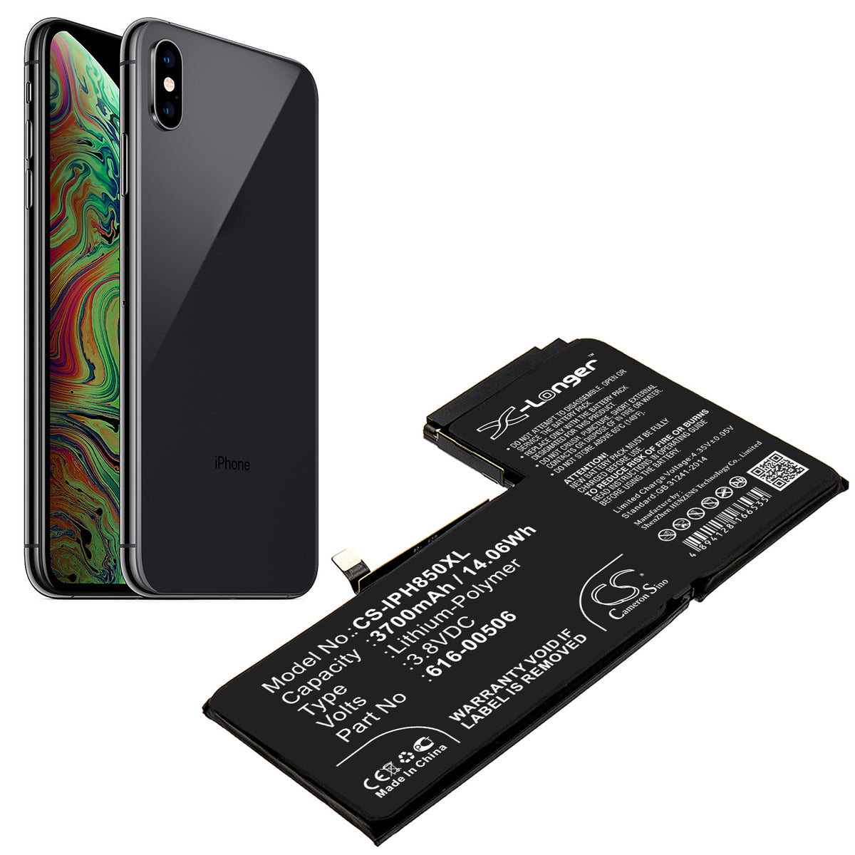 Replacement Battery for Apple iPhone Xs Max – Mobile, SmartPhone – 3700mAh / 3.8V