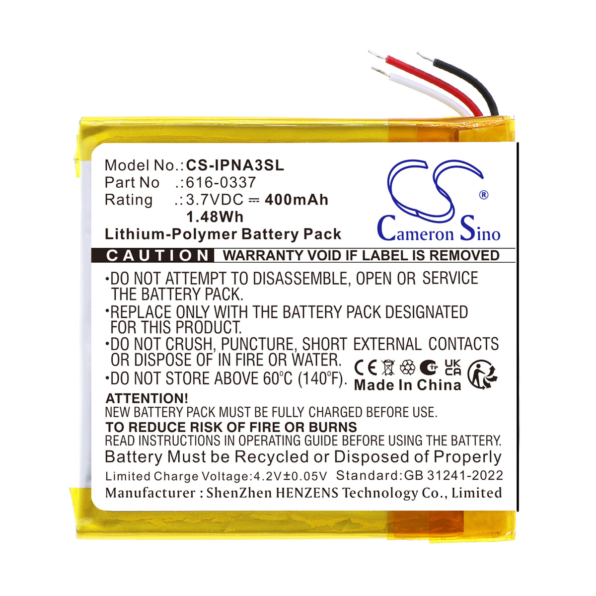 Replacement Battery for Apple iPod Nano 3rd 4GB – Media Player – 400mAh / 3.7V