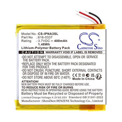 Replacement Battery for Apple iPod Nano 3rd 4GB – Media Player – 400mAh / 3.7V