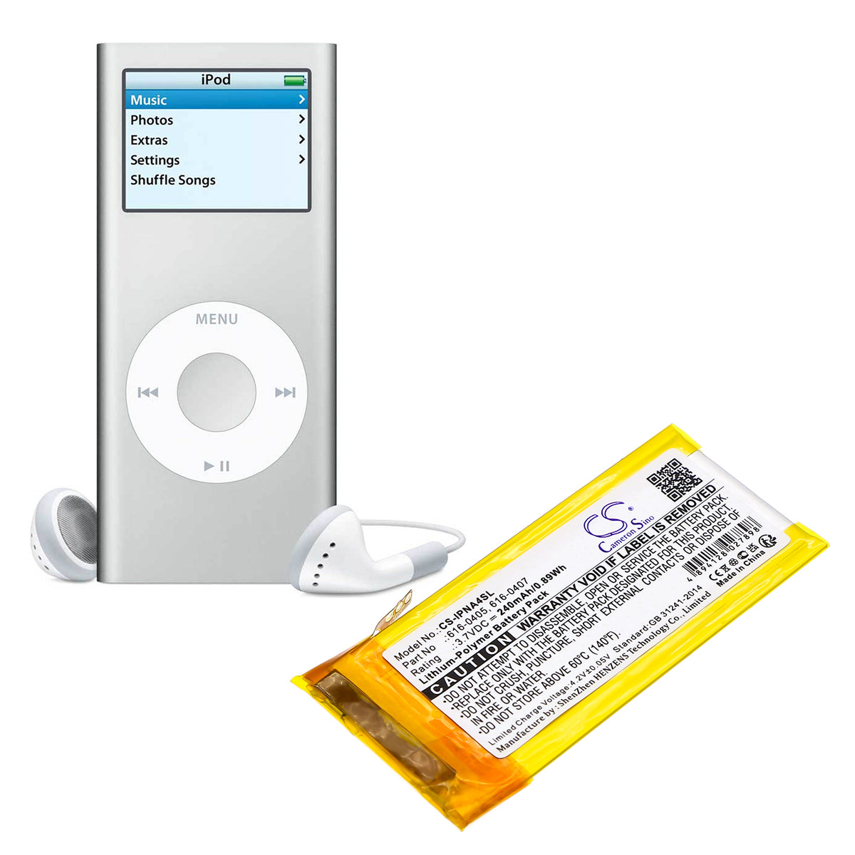 Replacement Battery for Apple iPod Nano 4th 4GB – Media Player – 240mAh / 3.7V