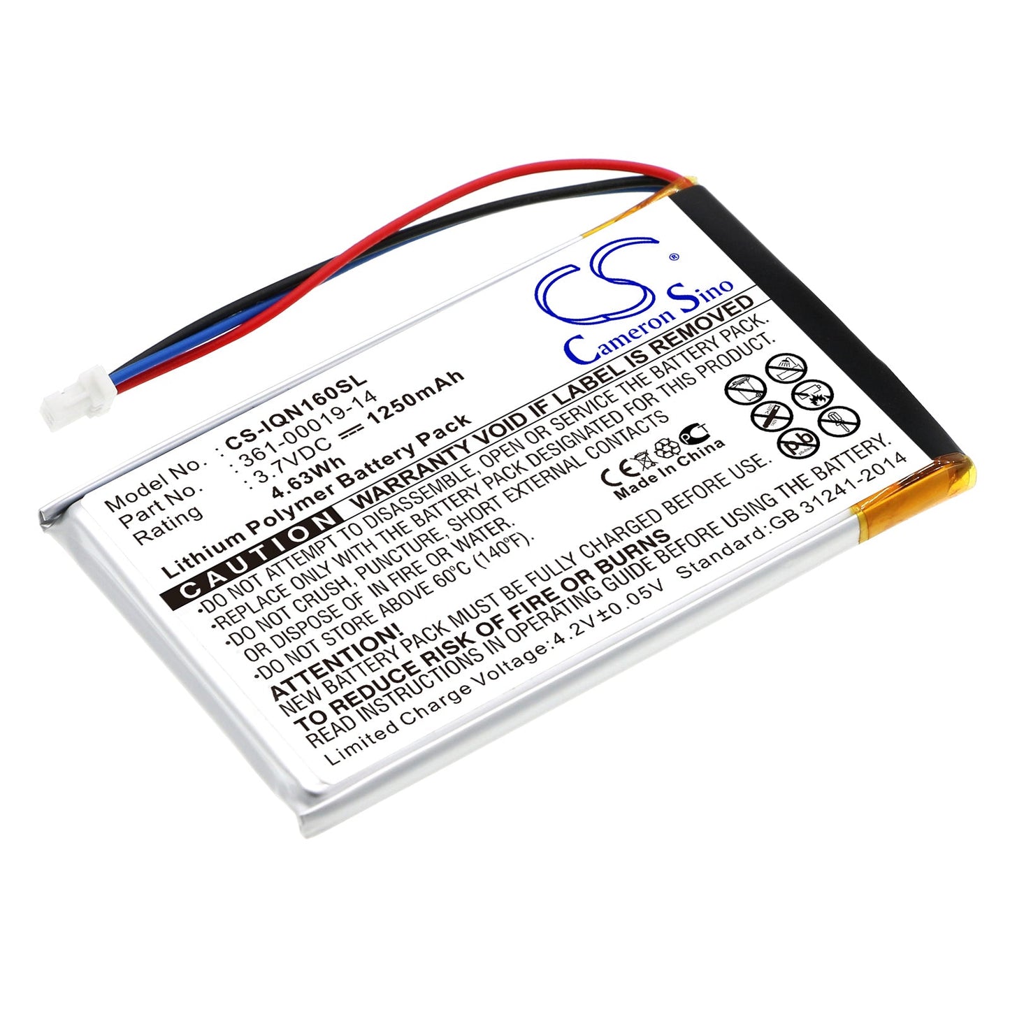 Replacement Battery for Garmin  Nuvi 1690 – GPS, Navigator – 1250mAh / 4.63Wh / 3.7V