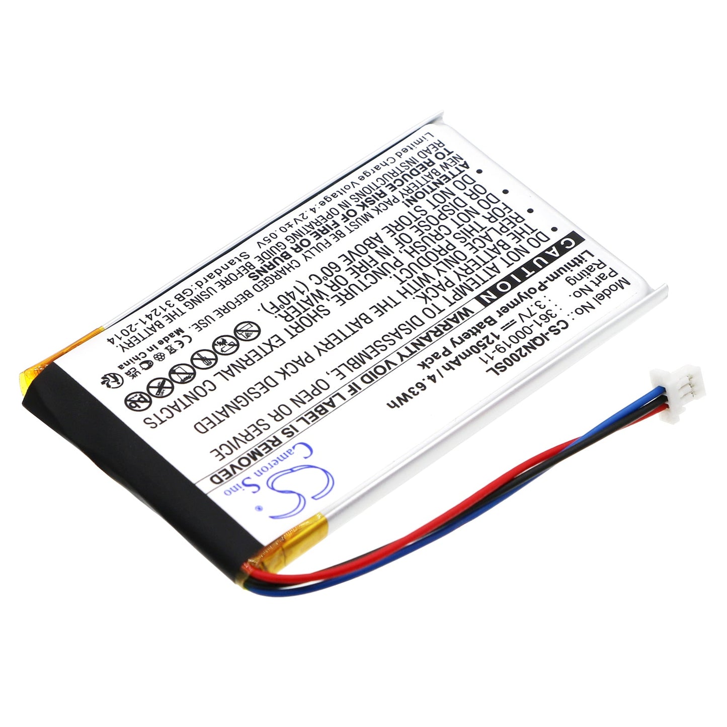 Replacement Battery for Garmin  Nuvi 200 – GPS, Navigator – 1250mAh / 4.63Wh / 3.7V