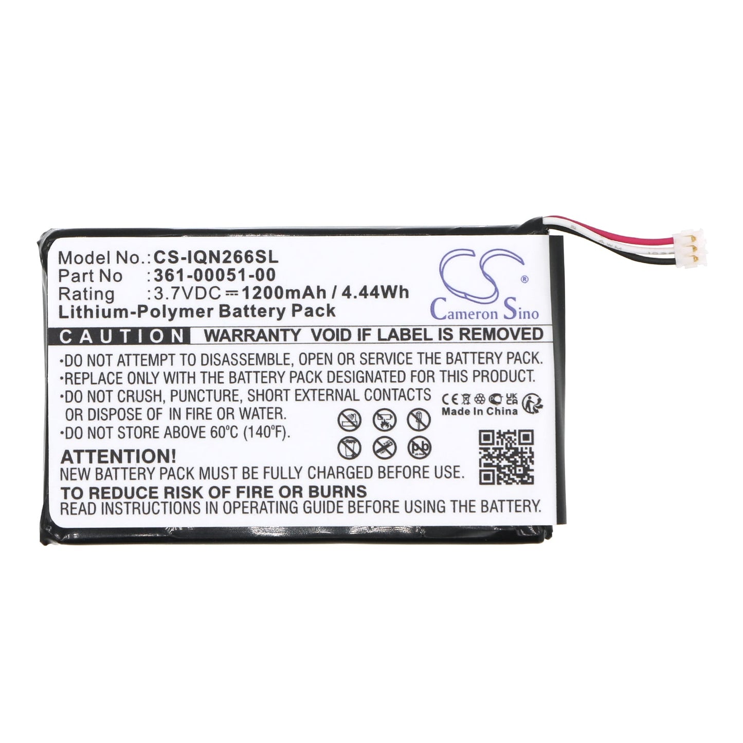 Replacement Battery for Garmin  Nuvi 2460LMT – GPS, Navigator – 1200mAh / 4.44Wh / 3.7V