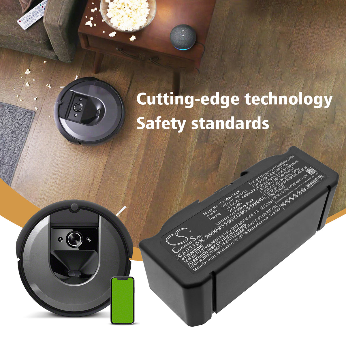 Replacement Battery for iRobot Roomba i7 – Vacuum – 6800mAh / 14.4V