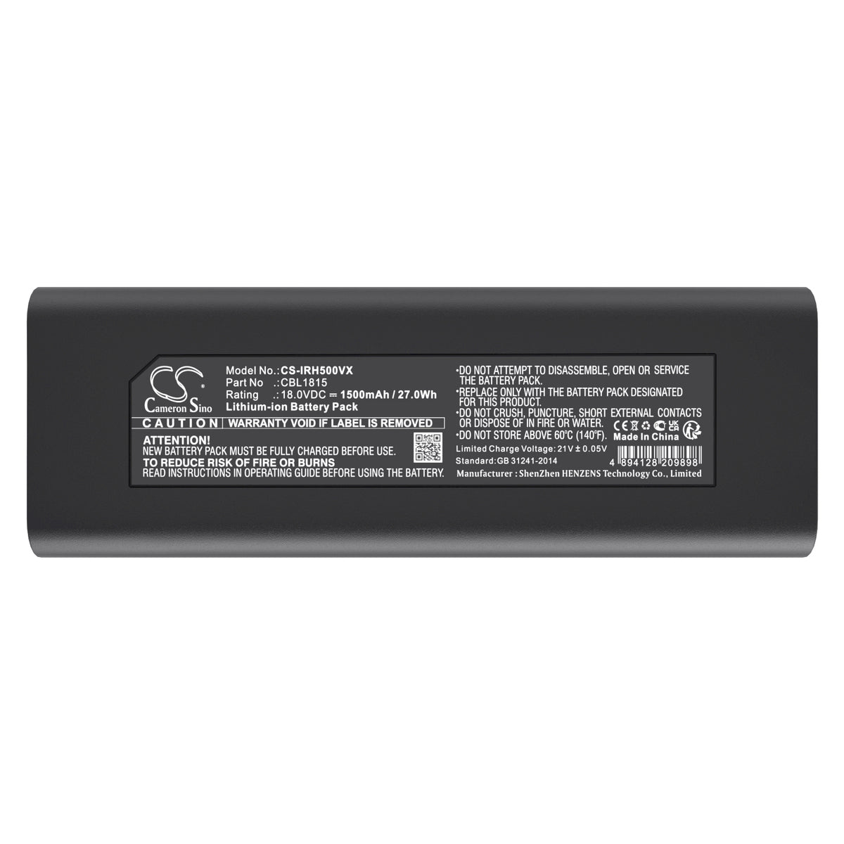 Replacement Battery for Iris Ohyama KIC-SLDCP5 – Vacuum – 1500mAh / 18V