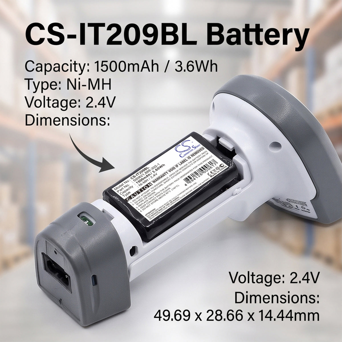Replacement Battery for Intermec Trakker T2090 – Barcode Scanner – 1500mAh / 2.4V