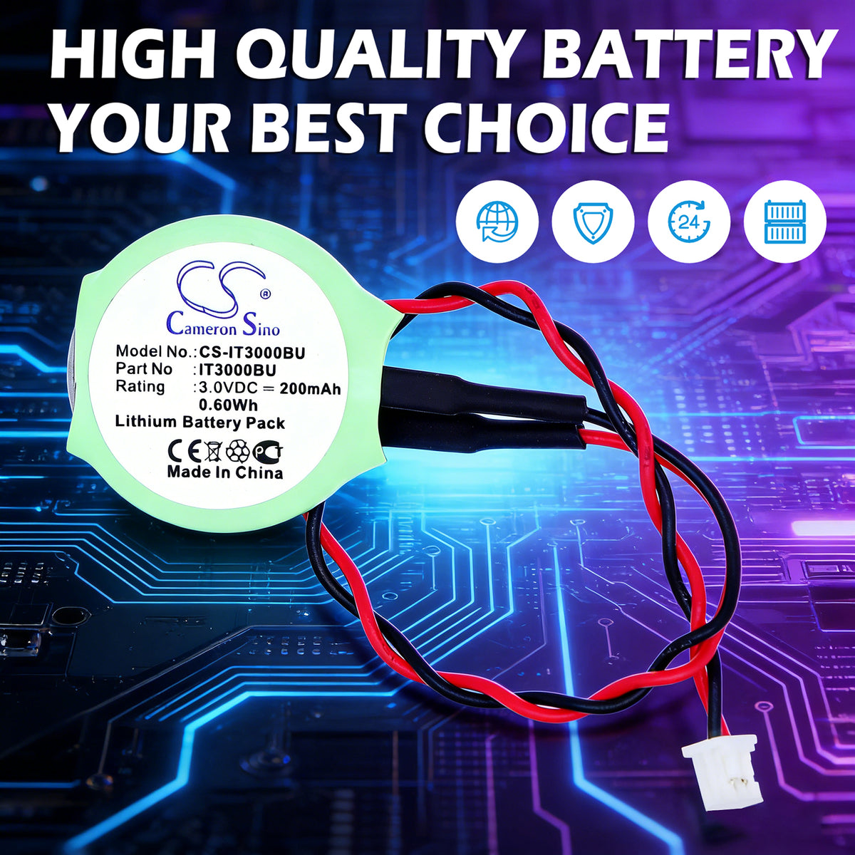 Replacement Battery for Casio IT3000 – CMOS BackUp – 200mAh / 3V