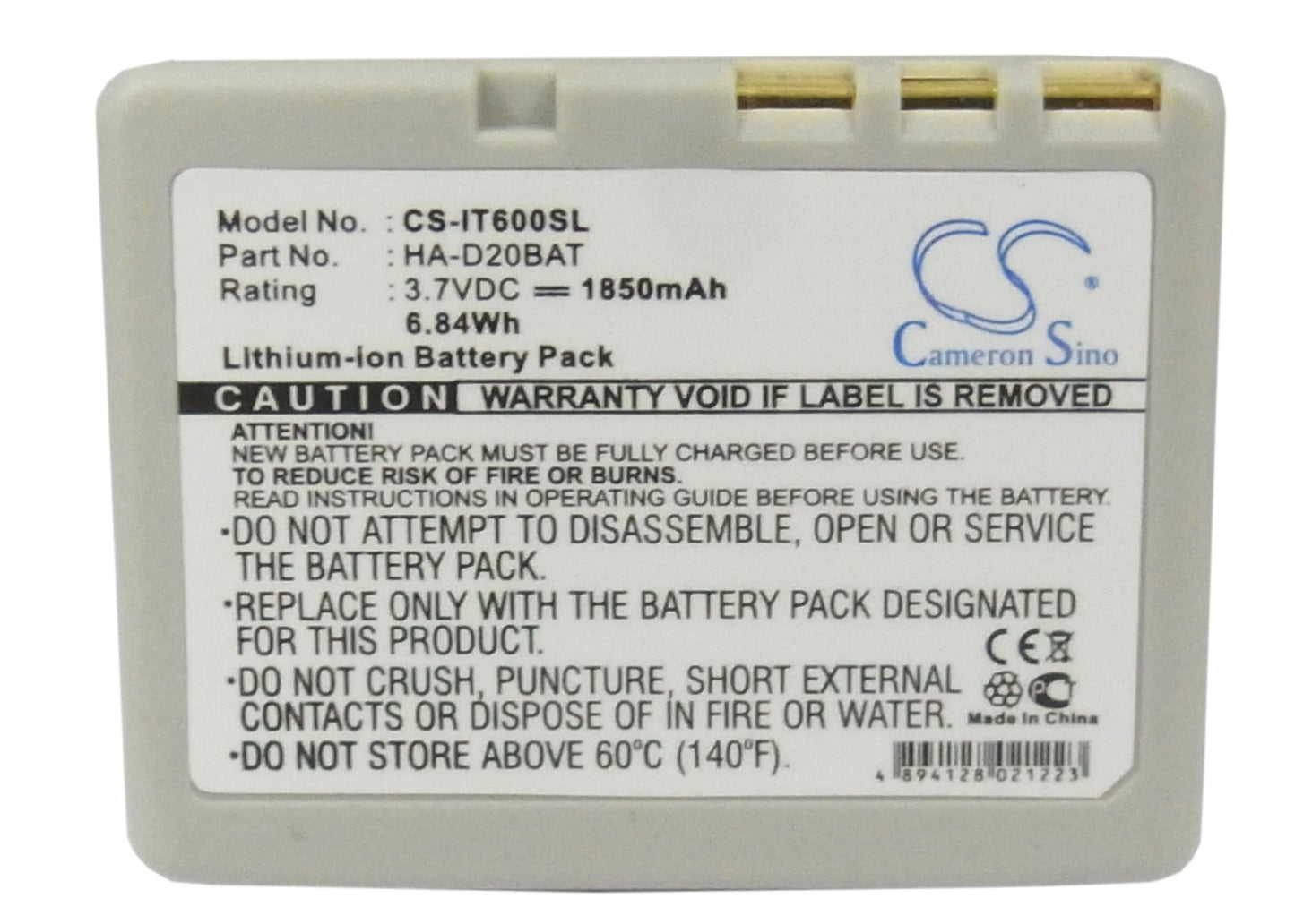 Replacement Battery for Casio  DT-5300 – Barcode Scanner – 1850mAh / 6.85Wh / 3.7V