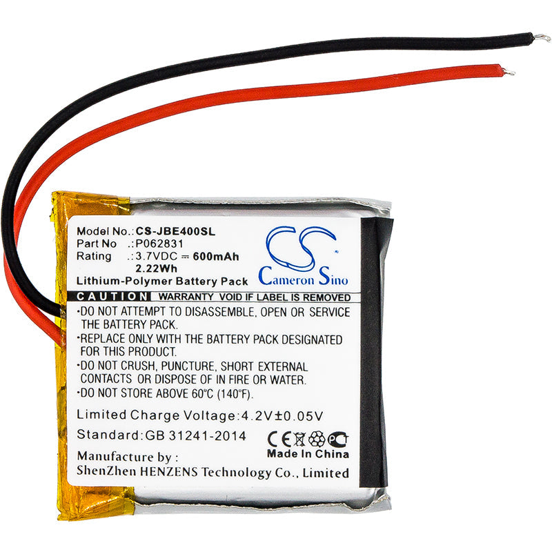 Replacement Battery for JBL  Synchros S400BT – Wireless Headset – 600mAh / 2.22Wh / 3.7V