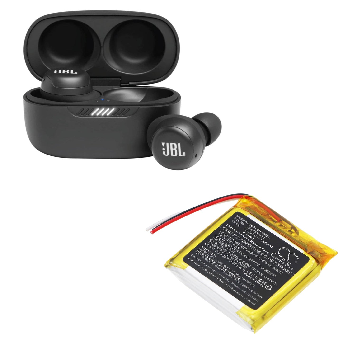 Replacement Battery for JBL  Free – Wireless Headset – 1200mAh / 4.44Wh / 3.7V