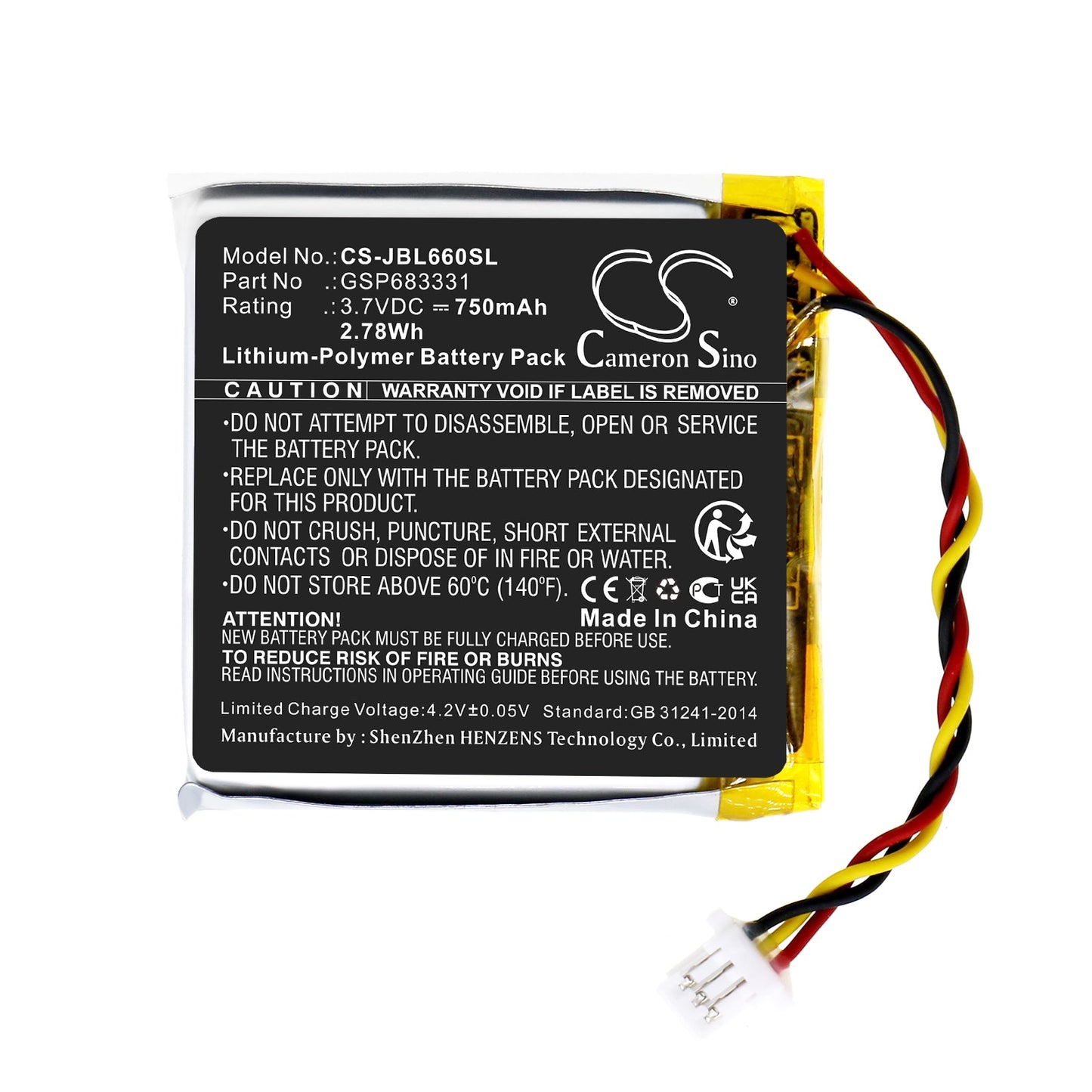 Replacement Battery for JBL  Live 660 – Wireless Headset – 750mAh / 2.78Wh / 3.7V