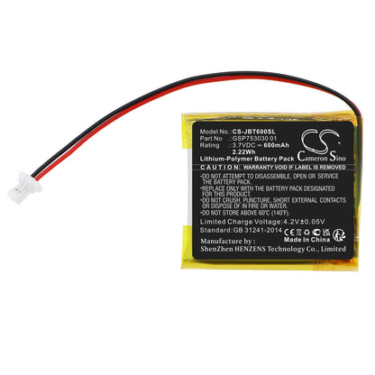 Replacement Battery for JBL  T600 BT – Speaker – 600mAh / 2.22Wh / 3.7V
