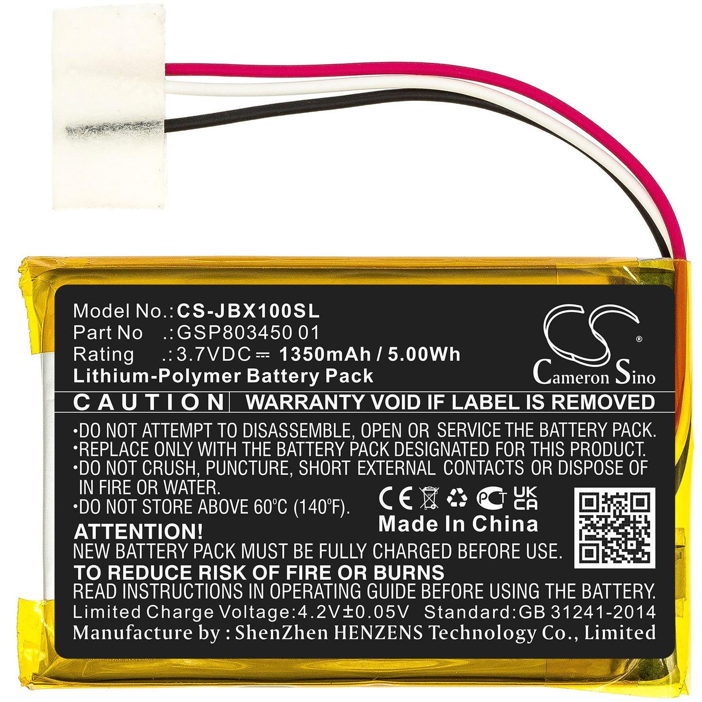 Replacement Battery for JBL  Free Charging Case – Wireless Headset – 1350mAh / 5.00Wh / 3.7V