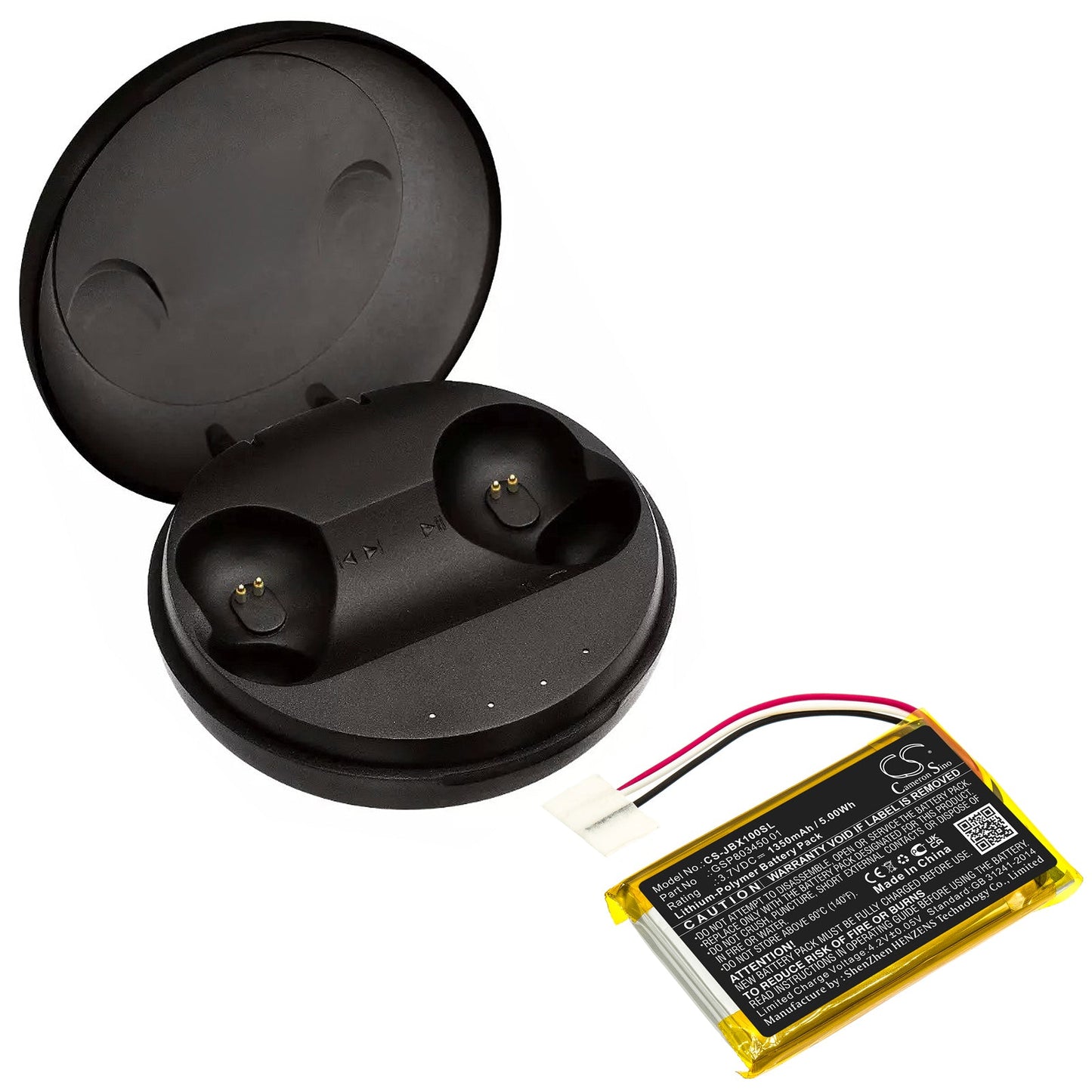 Replacement Battery for JBL  Free Charging Case – Wireless Headset – 1350mAh / 5.00Wh / 3.7V