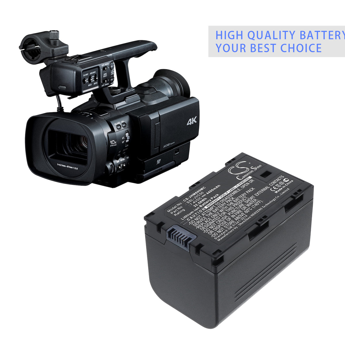 Replacement Battery for JVC GY-HMQ10 – Camera – 4400mAh / 7.4V