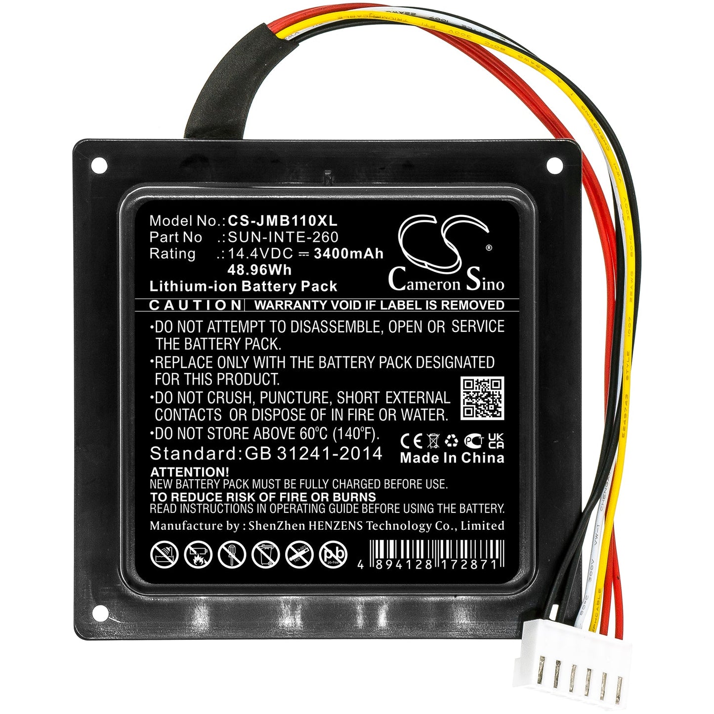 Replacement Battery for JBL  PartyBox 100 – Speaker – 3400mAh / 48.96Wh / 14.4V