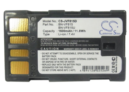 Replacement Battery for JVC  EX-Z2000 – Camera – 1600mAh / 11.84Wh / 7.4V