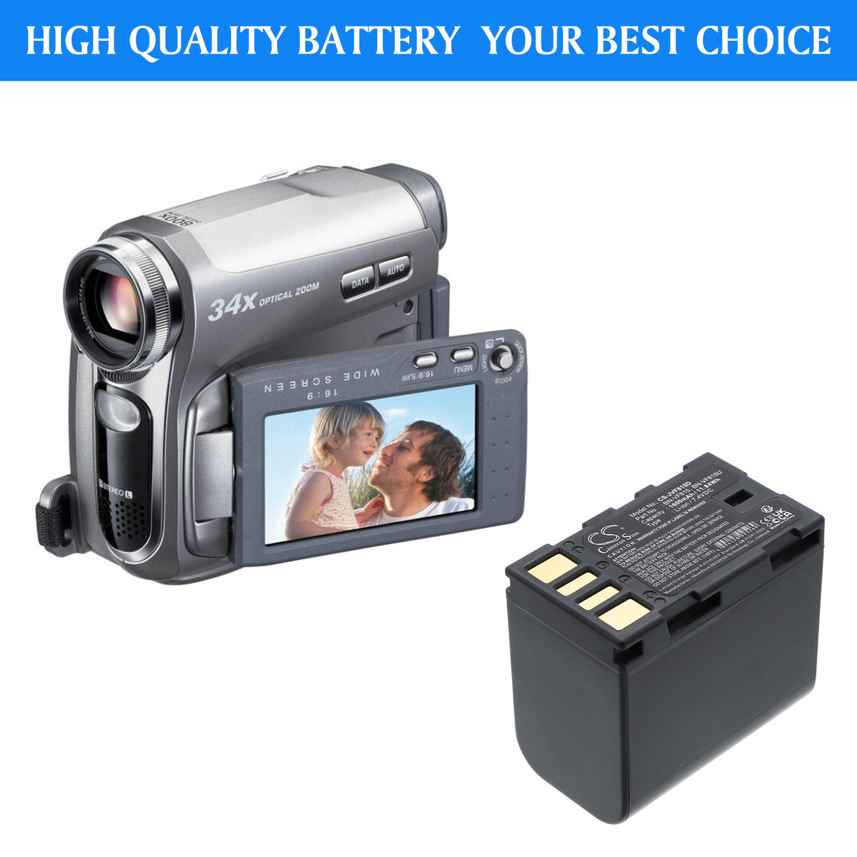 Replacement Battery for JVC GR-D796 – Camera – 1600mAh / 7.4V