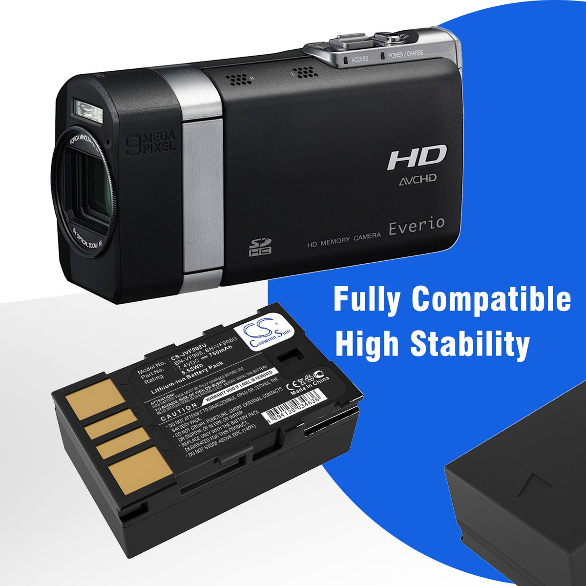 Replacement Battery for JVC GZ-X900 – Camera – 750mAh / 7.4V