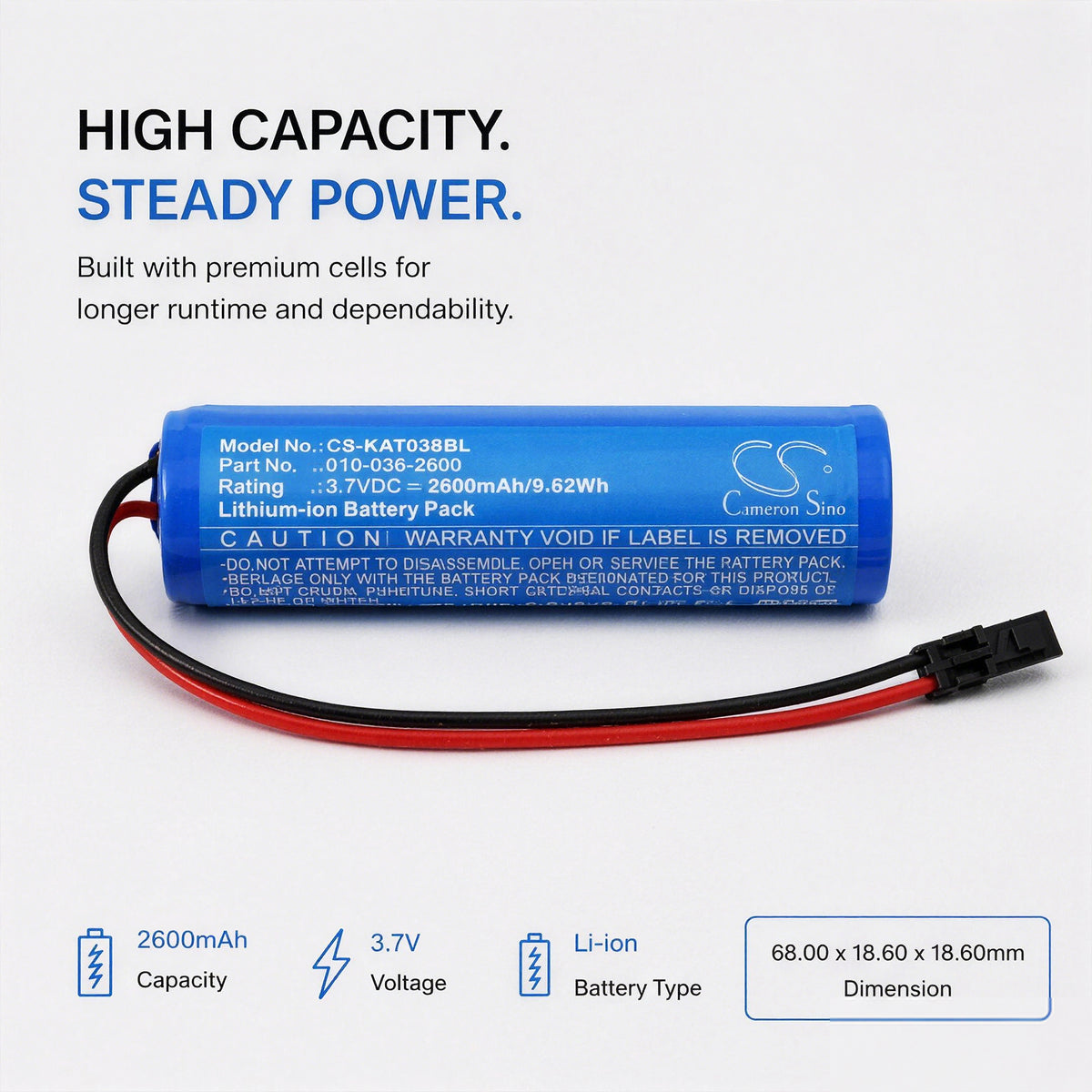 Replacement Battery for KAR-TECH 390322A – Crane Remote Control – 2600mAh / 3.7V