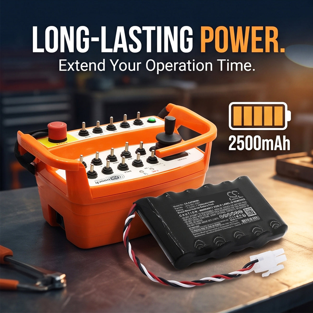 Replacement Battery for KAR-TECH 3B0752B Wireless Remote Transmitter Controller – Crane Remote Control – 2500mAh / 7.2V