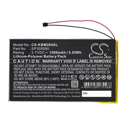 Replacement Battery for Kobo Aura HD – E-book, E-reader – 1500mAh / 3.7V
