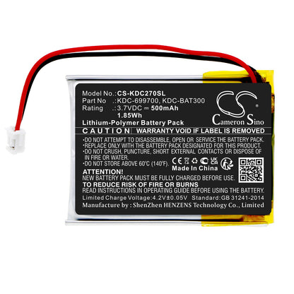 Replacement Battery for KOAMTAC  KDC270 – Barcode Scanner – 500mAh / 1.85Wh / 3.7V