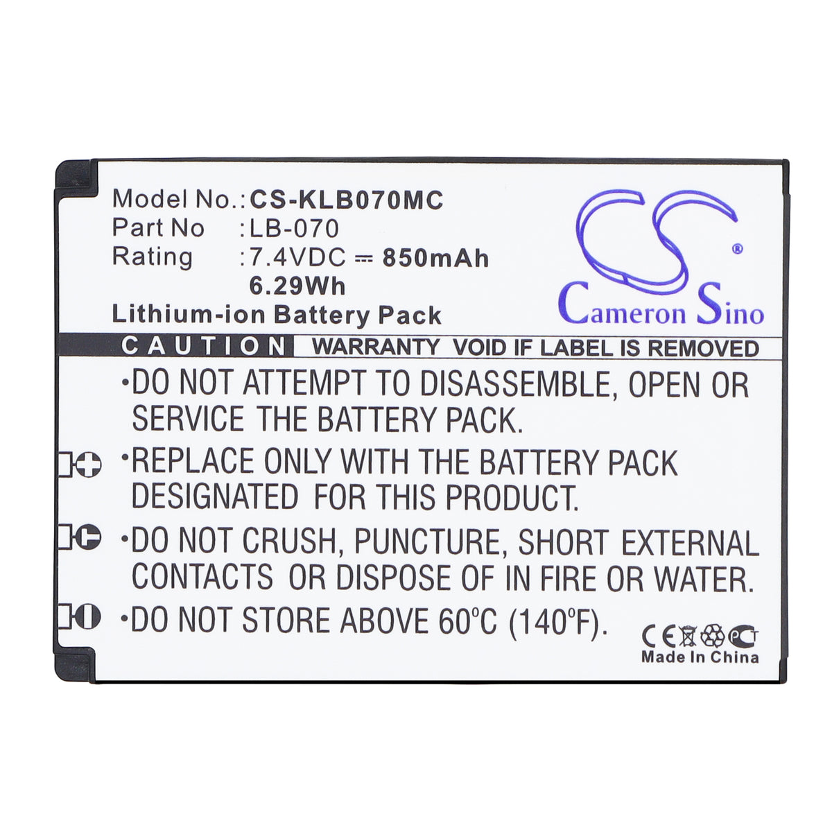 Replacement Battery for Kodak PIXPRO S1 – Camera – 850mAh / 7.4V