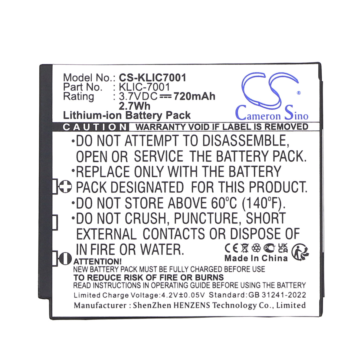 Replacement Battery for Kodak | Polaroid | Pamiel | Hitachi | Praktica | Ordro | Rollei | Medion | Winait | Jenoptik | Phisung | BenQ | Rich | DXG | O
