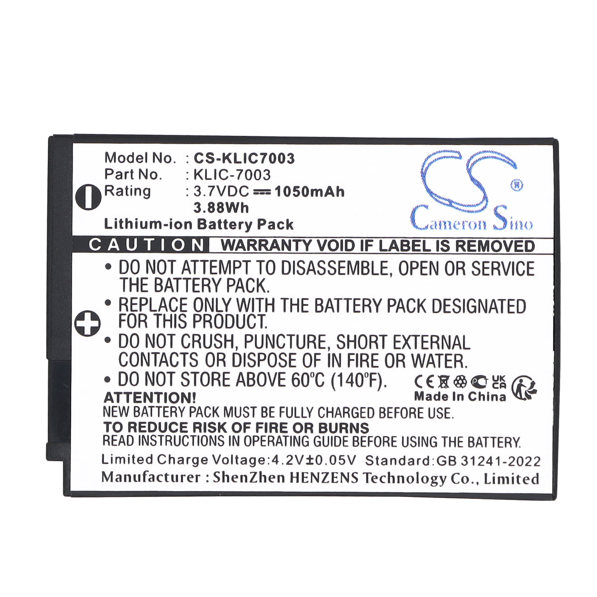Replacement Battery for Kodak EasyShare M380 – Camera – 1050mAh / 3.7V