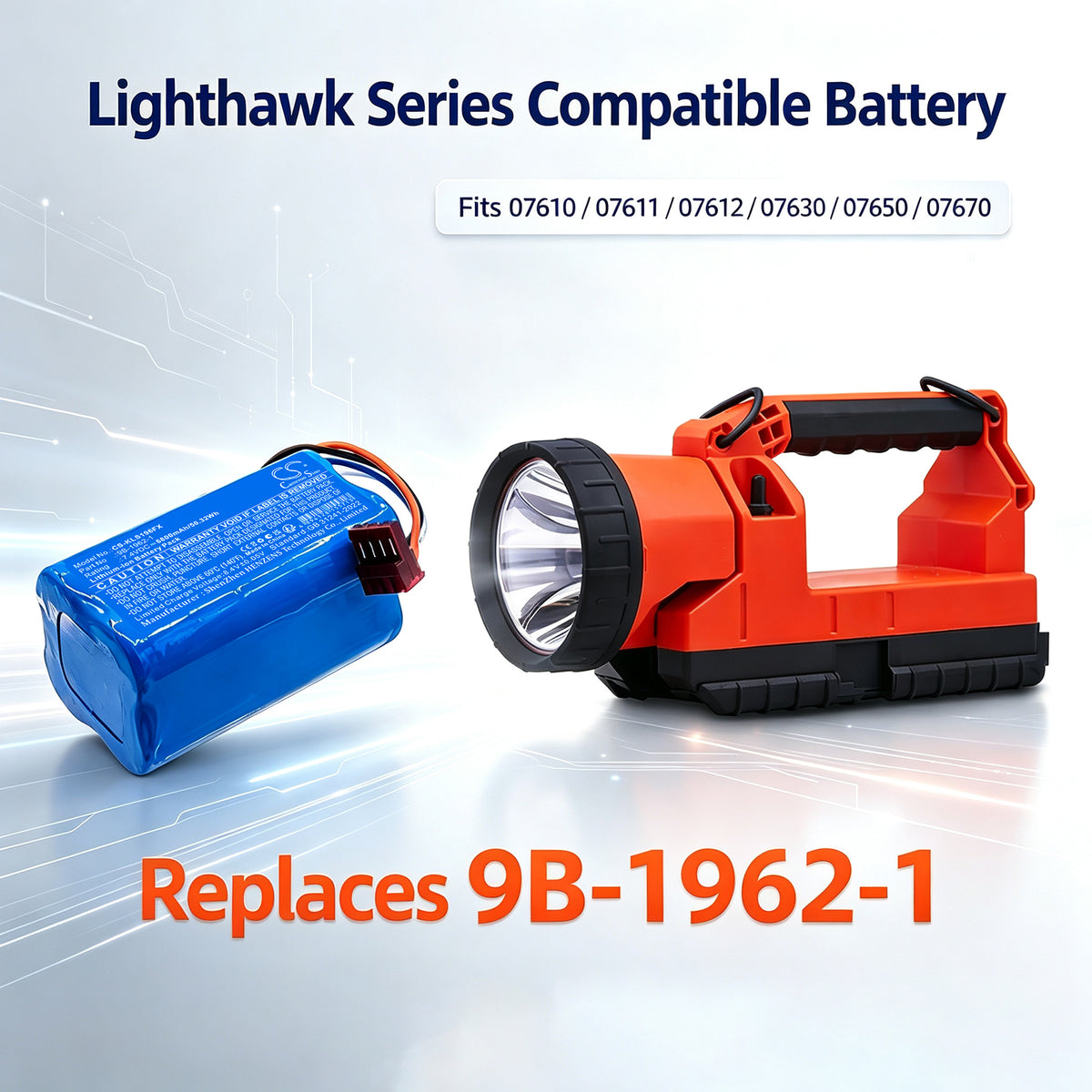 Replacement Battery for Koehler Lighthawk LED – Flashlight – 7800mAh / 7.4V