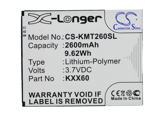 Replacement Battery for KAZAM Trooper2 6.0 – Mobile, SmartPhone – 2600mAh / 3.7V