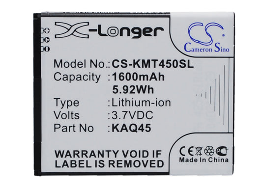 Replacement Battery for KAZAM Thunder 4.5 – Mobile, SmartPhone – 1600mAh / 3.7V